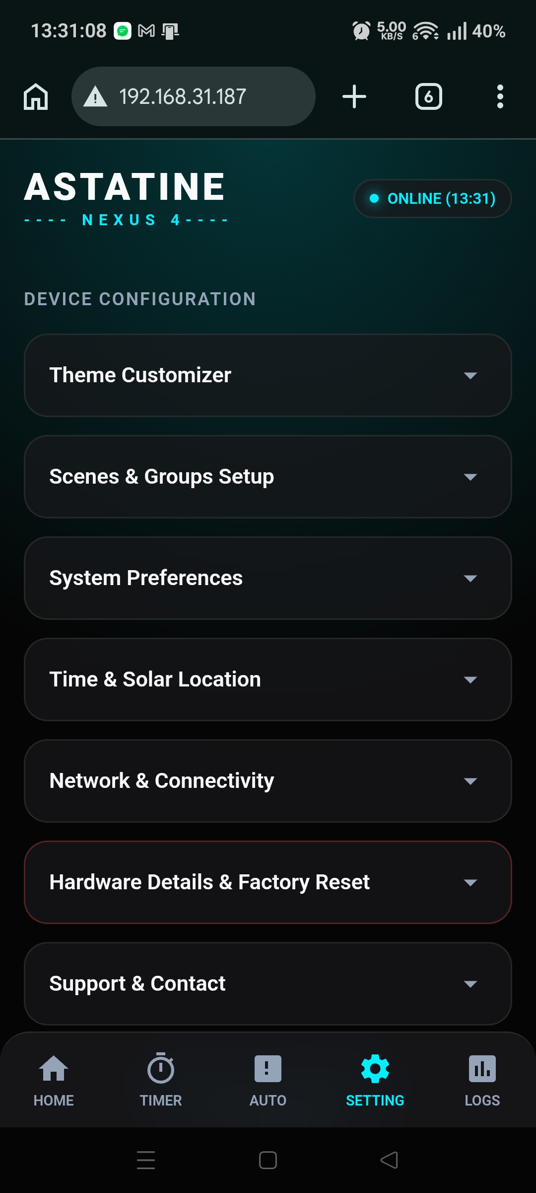 Core Settings UI